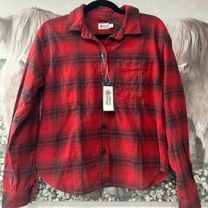 Alpine Design women's red plaid midweight flannel shirt